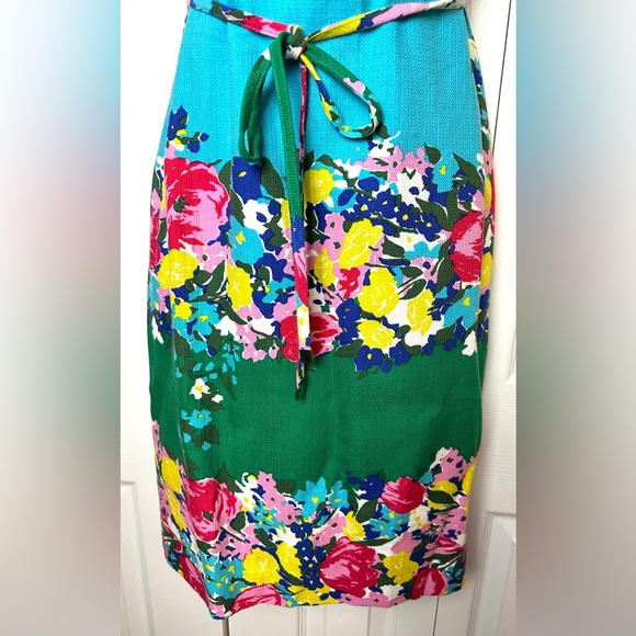 TALBOTS Springtime Garden Party Shift Sheath Dress Floral Vibrant Belted Green - Picture 7 of 14